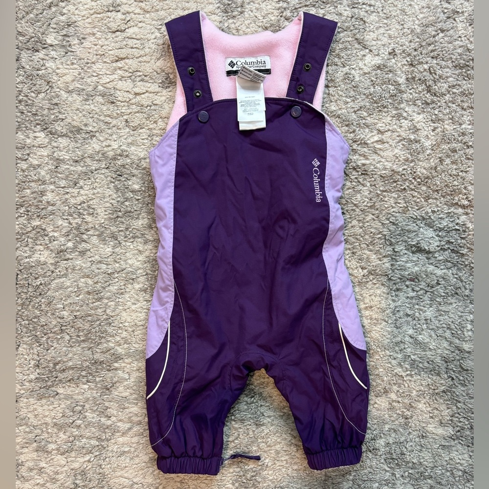 Columbia Infant Bib Snowsuit Overalls Ski Snow Pants Fleece Lined 6M